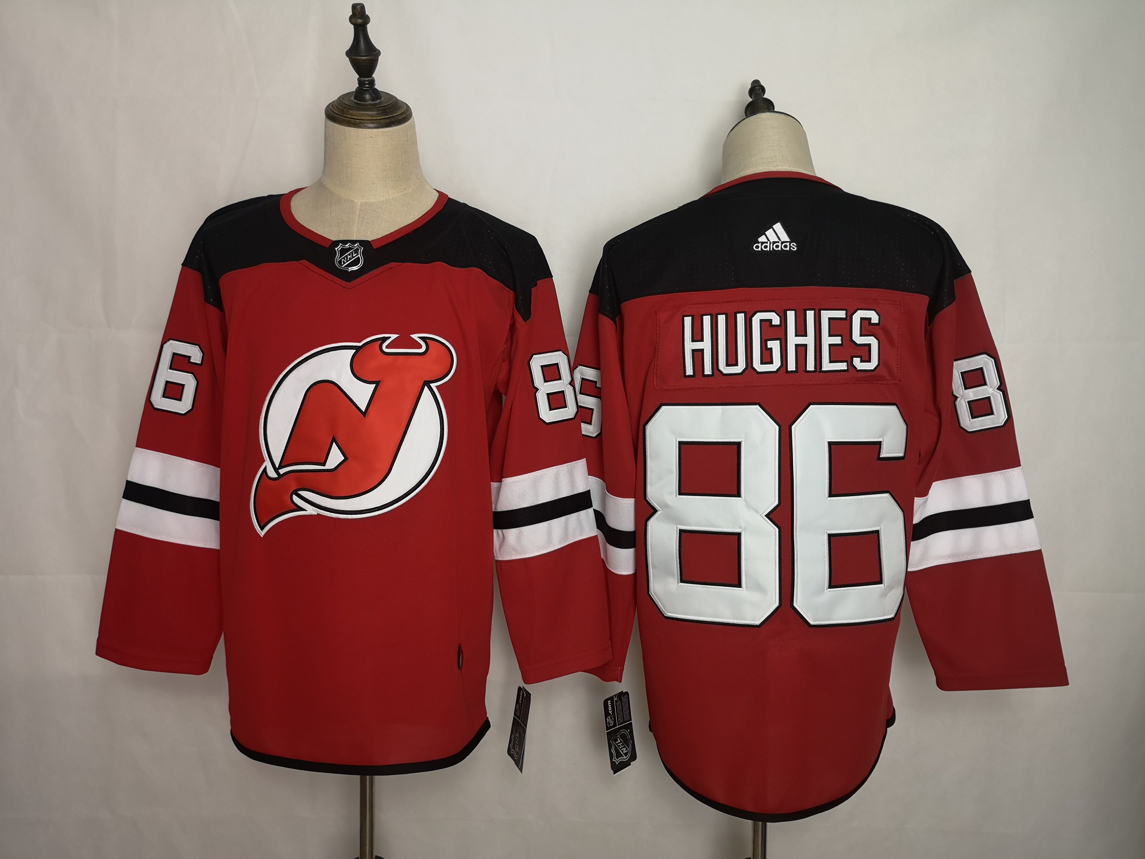 Men New Jersey Devils #86 Hughes Red Adidas Stitched NHL Jersey->new jersey devils->NHL Jersey